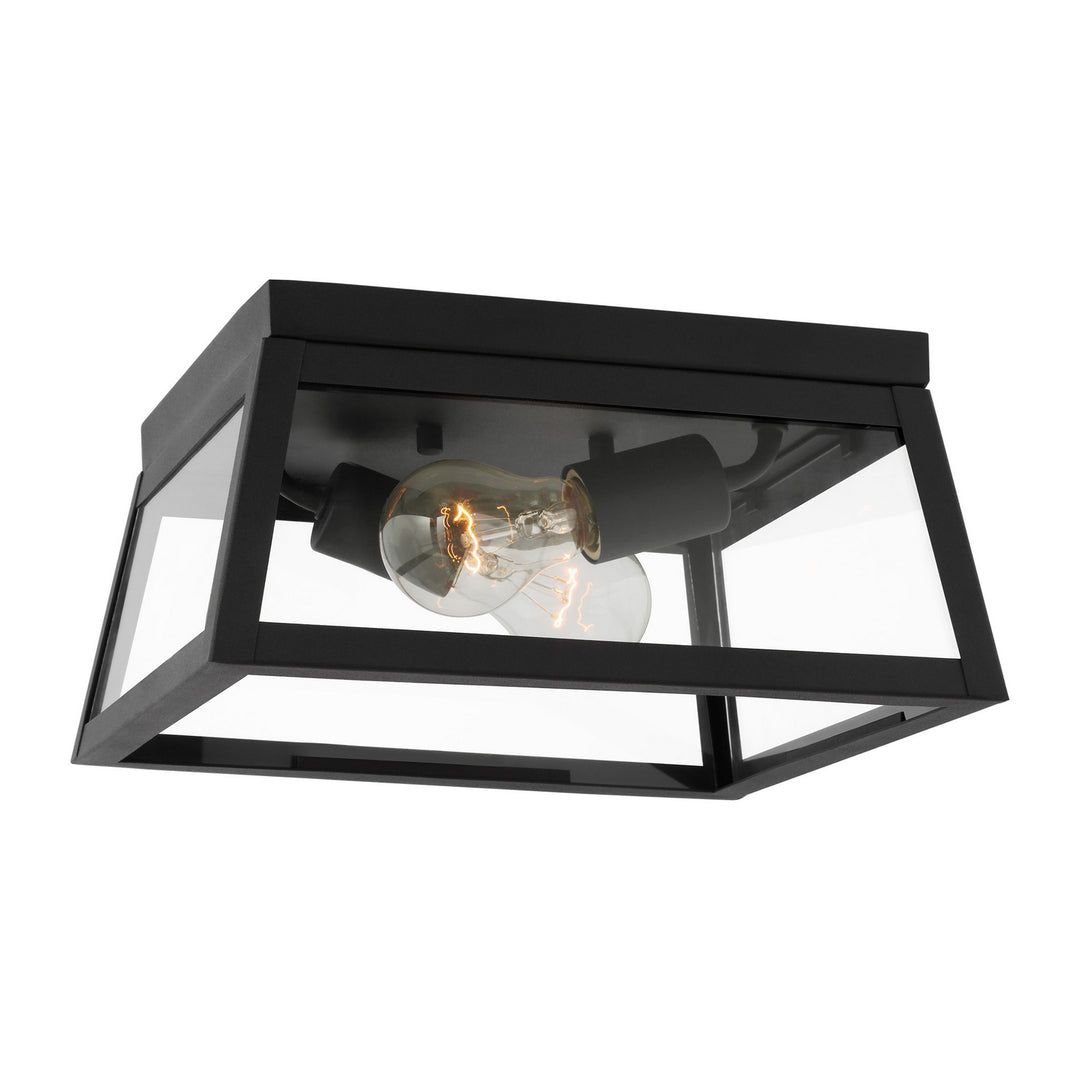 Visual Comfort Studio 7848402-12 Founders Two Light Outdoor Flush Mount Outdoor Black