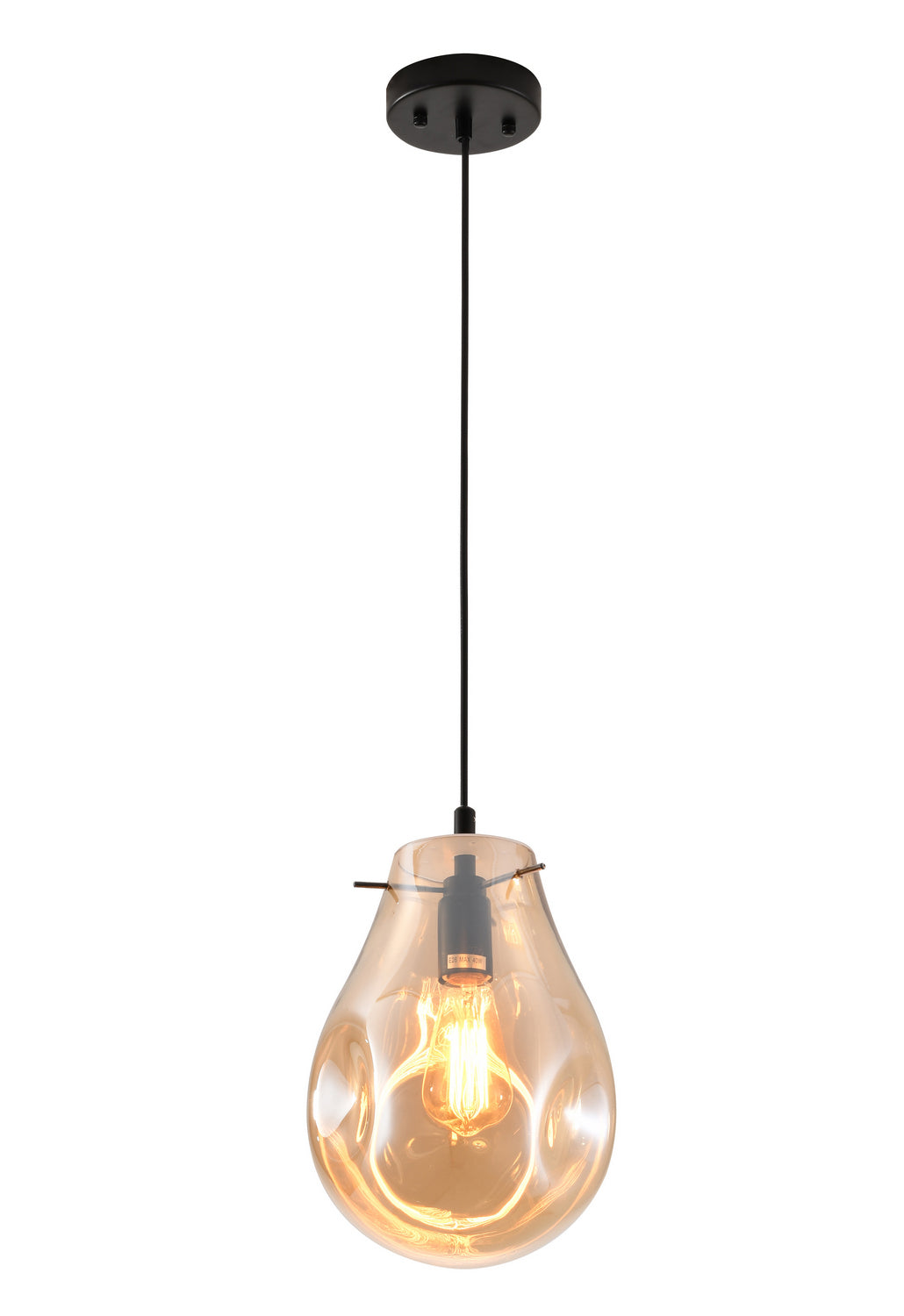 Bethel International DLS49P8A Pendant Light - Black & Amber
