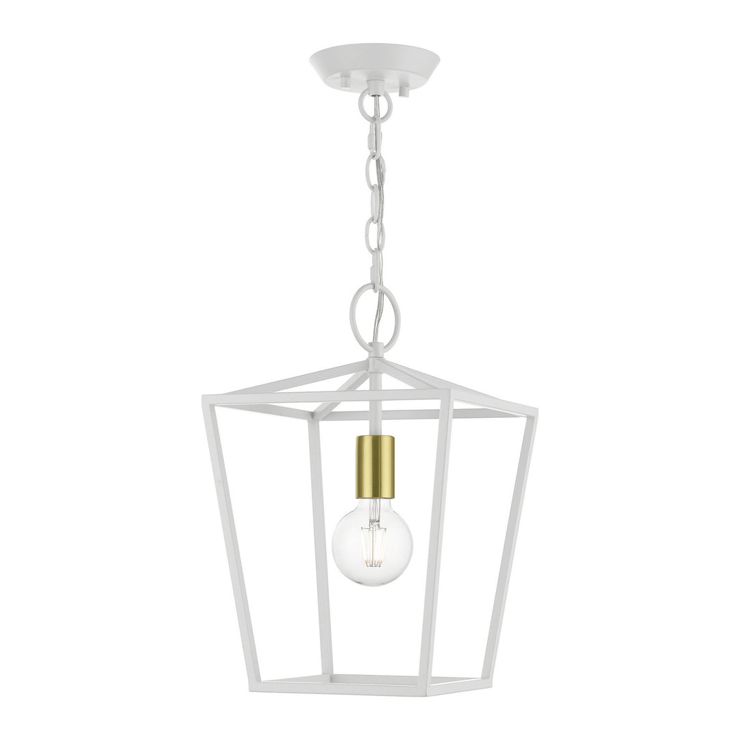 Livex Devone 49432-03 Pendant Light - White w/ Satin Brass