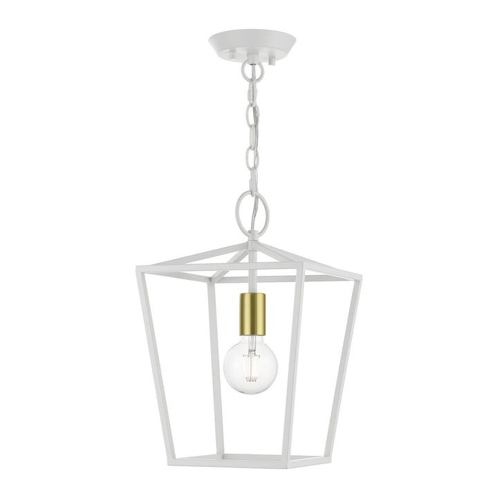 Livex Devone 49432-03 Pendant Light - White w/ Satin Brass