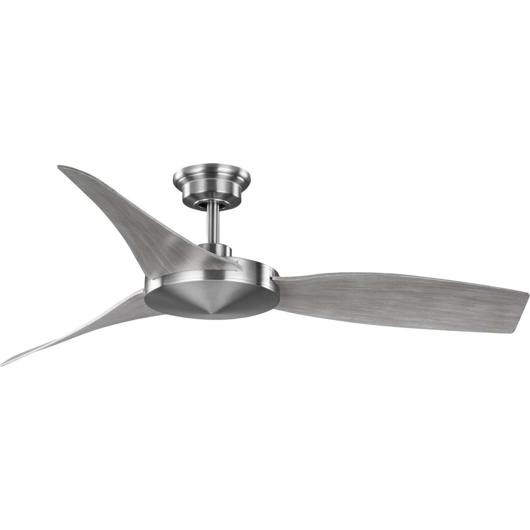 Progress Spicer P250071-009 Ceiling Fan - Brushed Nickel, Grey Weathered Wood/