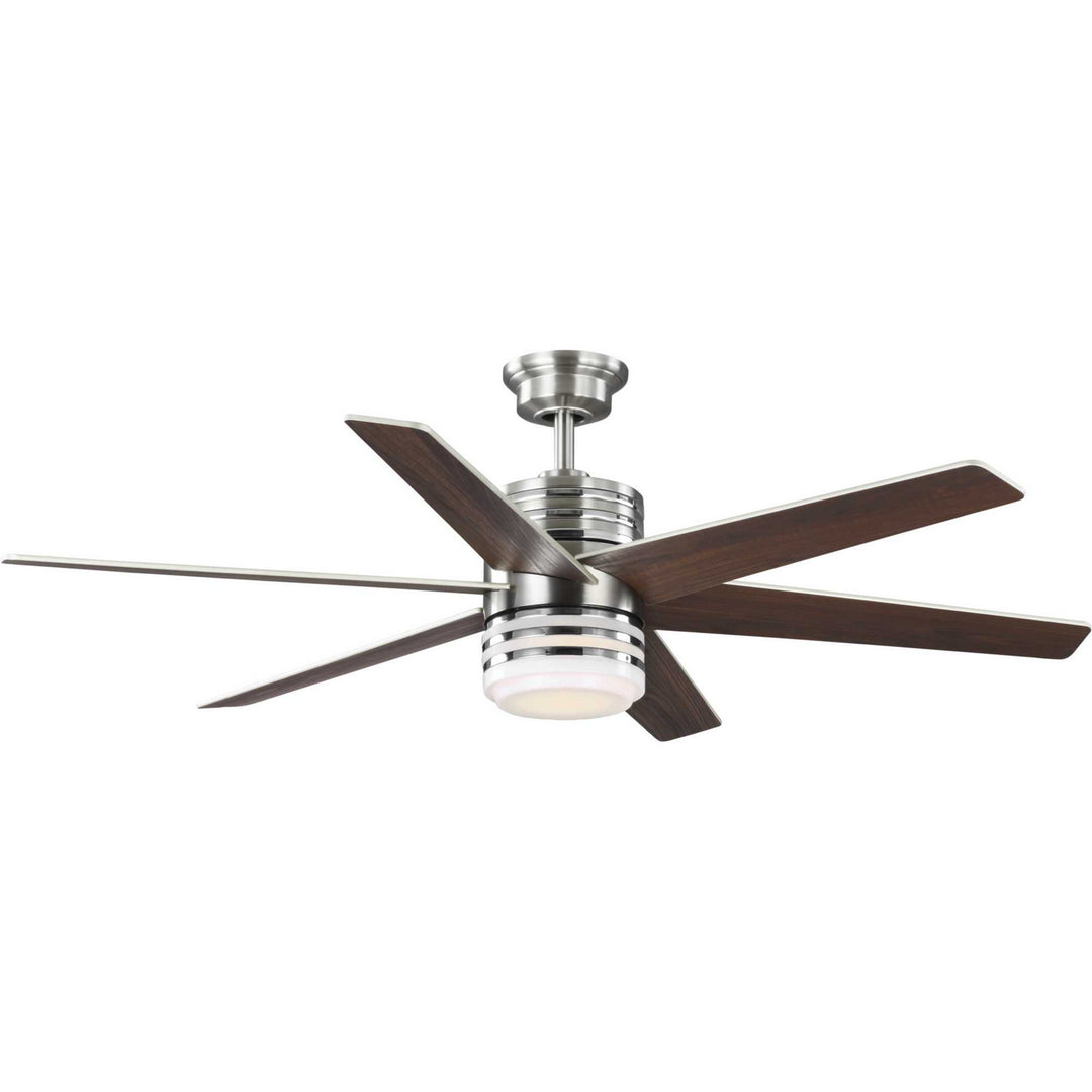 Progress Carrollwood P250074-009-30 Ceiling Fan - Brushed Nickel, American Walnut, Silver/