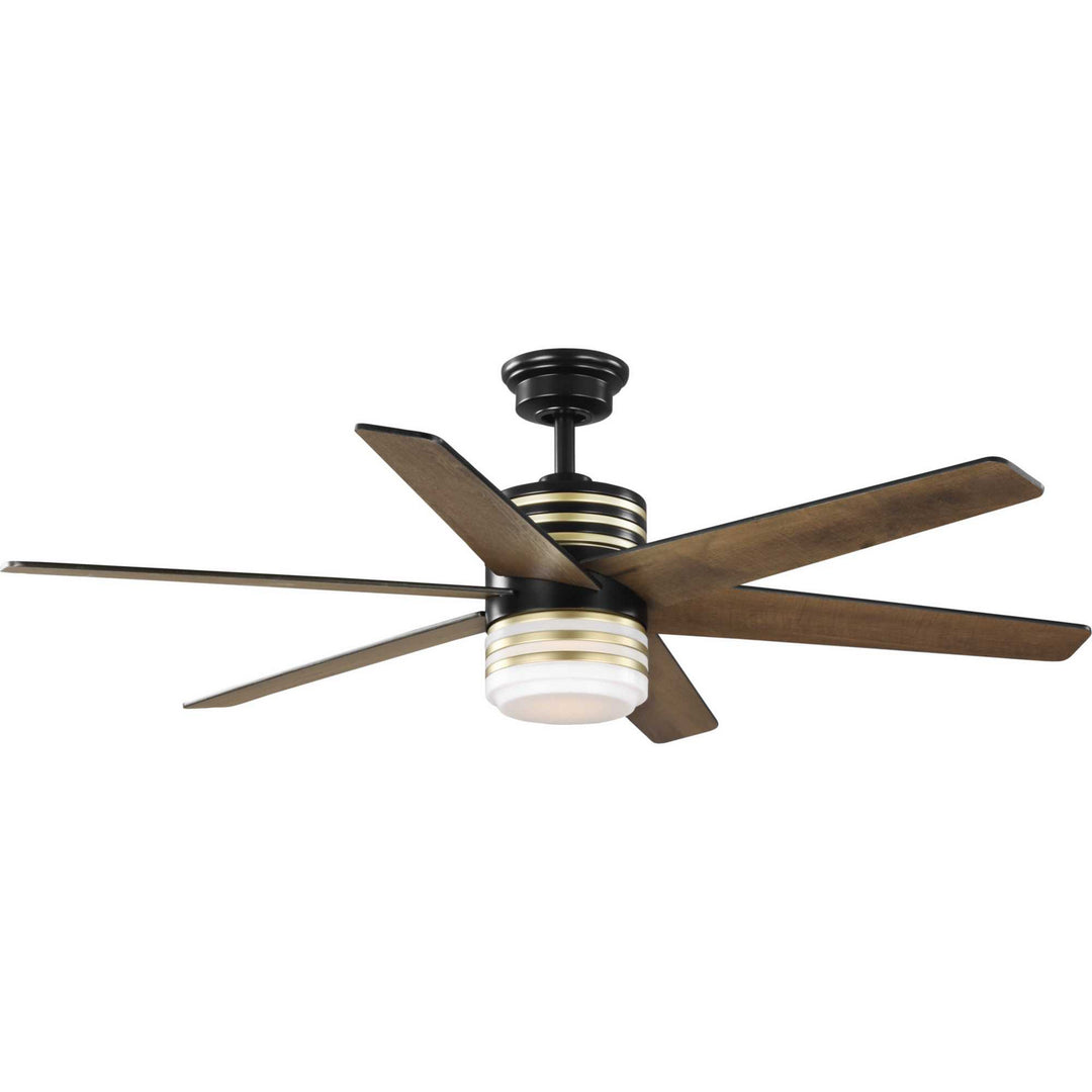 Progress Carrollwood P250074-31M-30 Ceiling Fan - Matte Black, Chestnut, Matte Black/