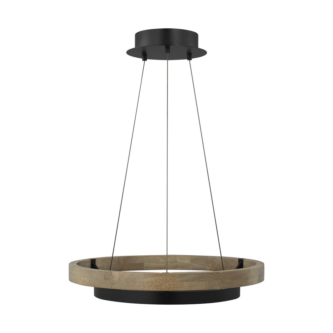 Visual Comfort Modern Grace 700GRC24BW-LED930 Pendant Light - MATTE BLACK/WEATHERED OAK WOOD