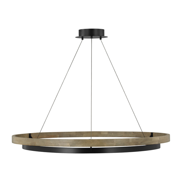 Visual Comfort Modern Grace 700GRC48BW-LED930 Pendant Light - MATTE BLACK/WEATHERED OAK WOOD