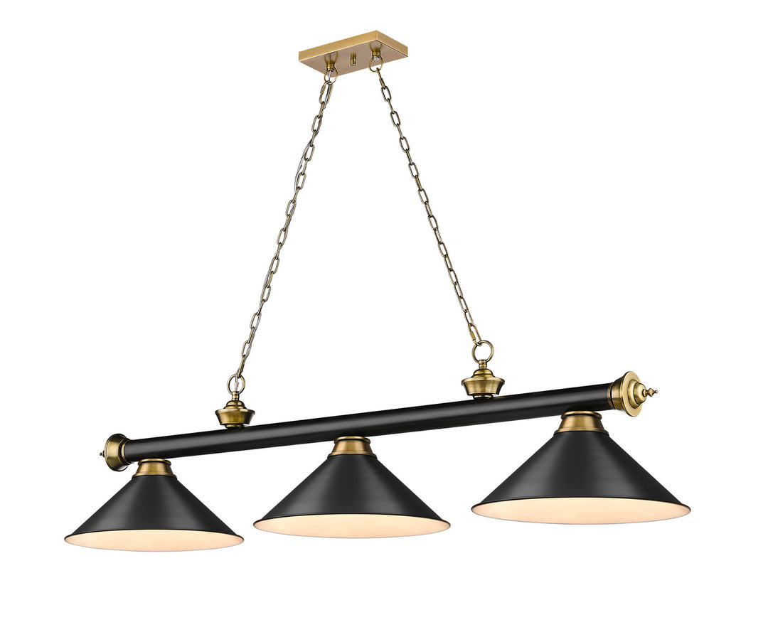 Z-Lite Cordon 2306-3MB-RB-MB15 Pendant Light - Matte Black / Rubbed Brass