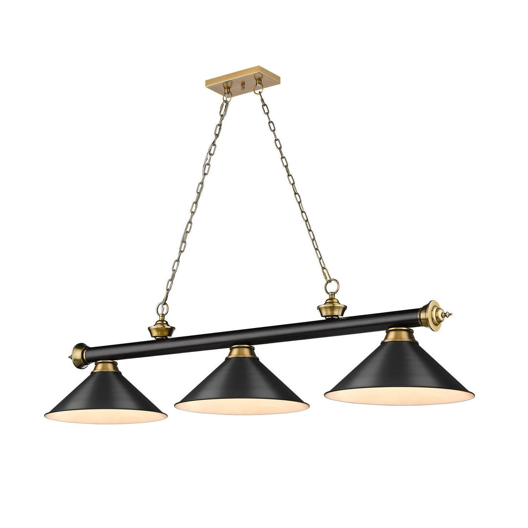 Z-Lite Cordon 2306-3MB-RB-MB15 Pendant Light - Matte Black / Rubbed Brass