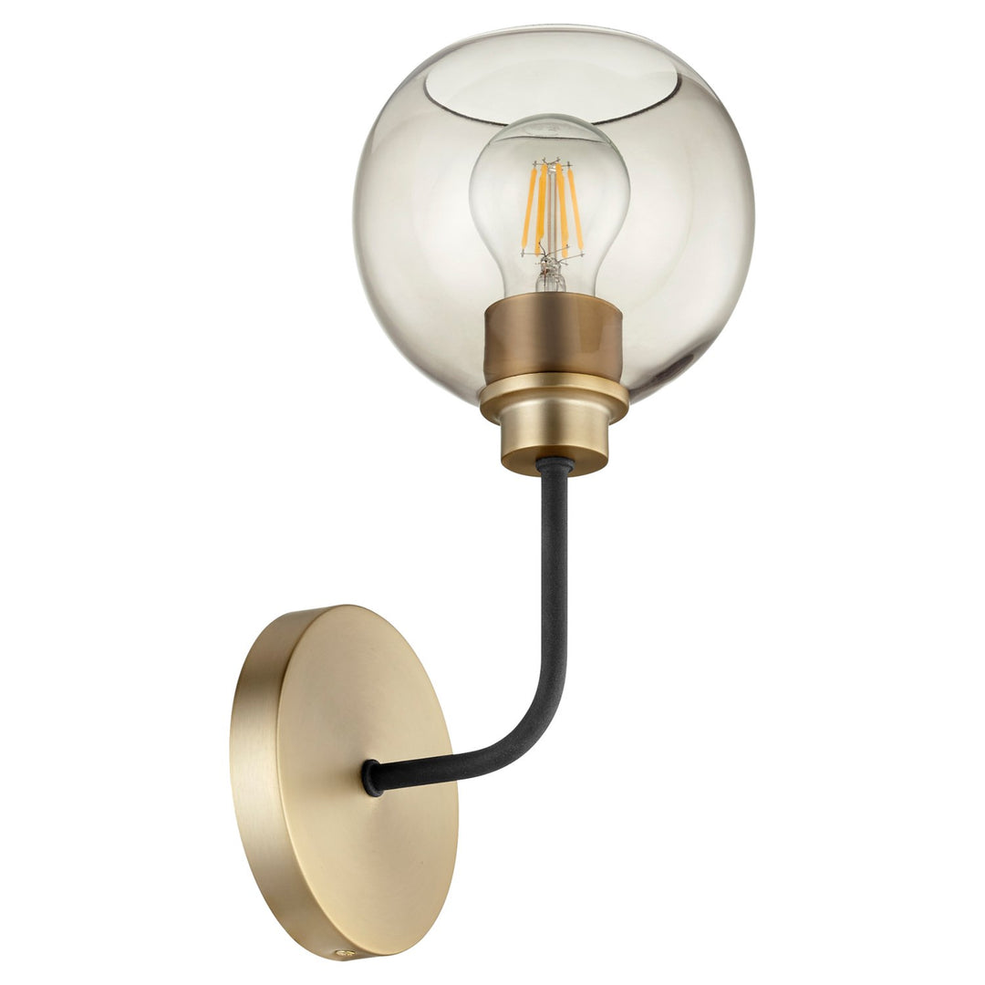 Quorum Clarion 572-1-6980 Wall Sconce Light - Textured Black W/ Aged Brass