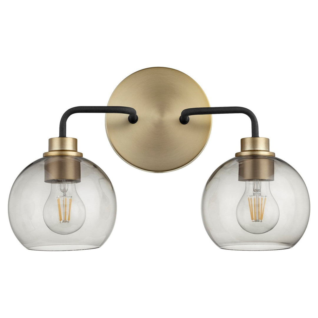 Quorum Clarion 572-2-6980 Bath Vanity Light 17 in. wide - Textured Black W/ Aged Brass