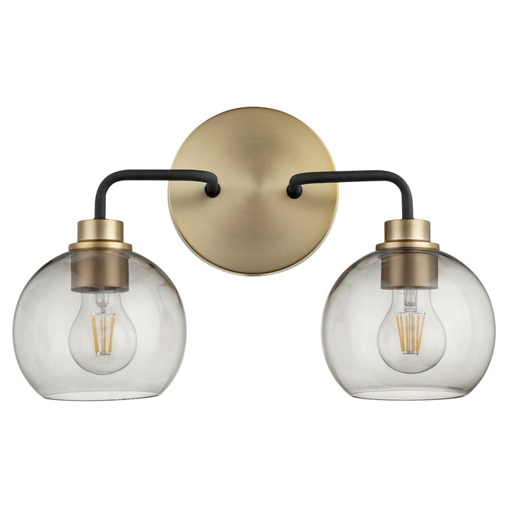 Quorum Clarion 572-2-6980 Bath Vanity Light 17 in. wide - Textured Black W/ Aged Brass