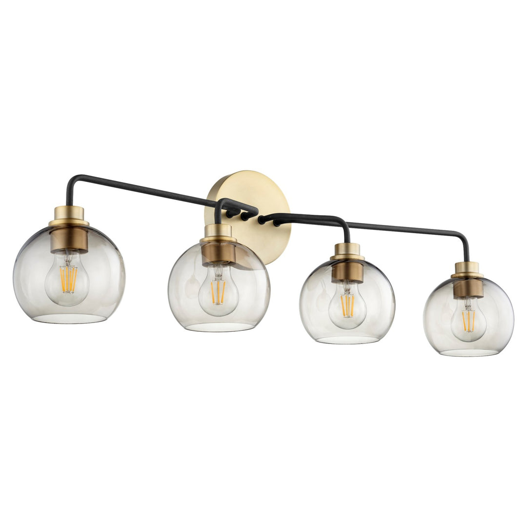 Quorum Clarion 572-4-6980 Bath Vanity Light 36 in. wide - Textured Black W/ Aged Brass