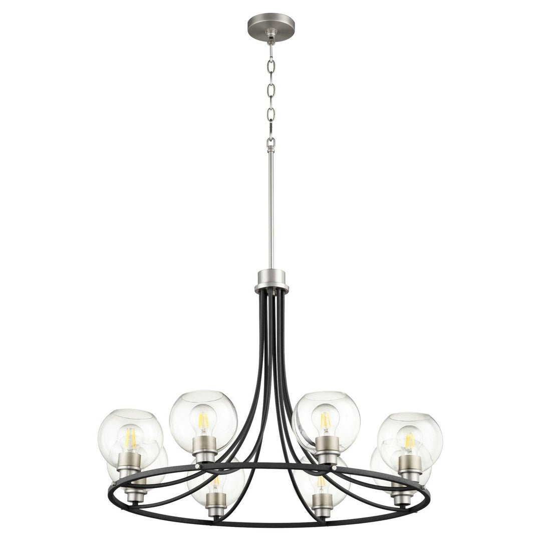 Quorum Clarion 672-8-6965 Chandelier Light - Textured Black W/ Satin Nickel