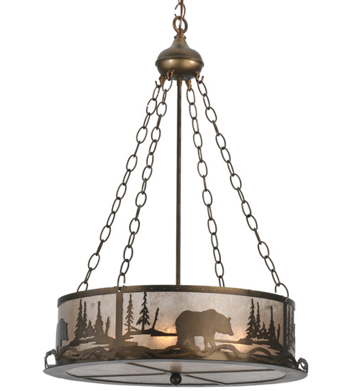 Meyda Tiffany Bear At Lake 117014 Pendant Light - Antique Copper/Silver Mica