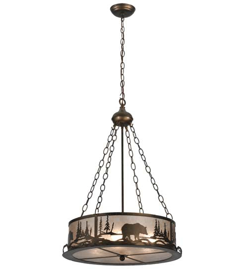 Meyda Tiffany Bear At Lake 117014 Pendant Light - Antique Copper/Silver Mica