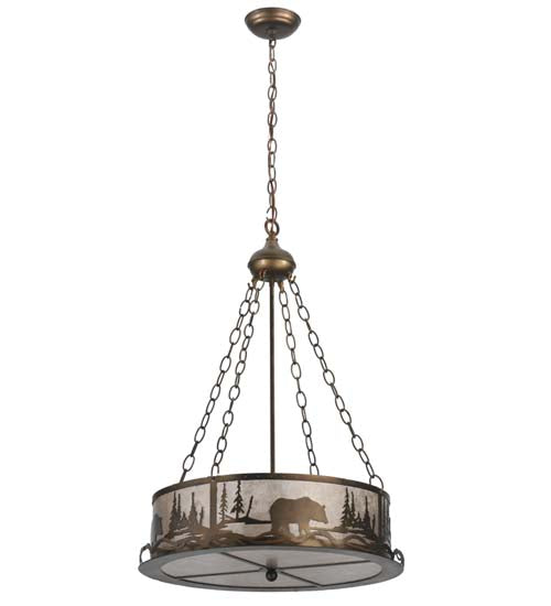 Meyda Tiffany Bear At Lake 117014 Pendant Light - Antique Copper/Silver Mica