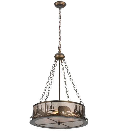 Meyda Tiffany Bear At Lake 117014 Pendant Light - Antique Copper/Silver Mica