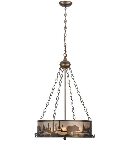Meyda Tiffany Bear At Lake 117014 Pendant Light - Antique Copper/Silver Mica