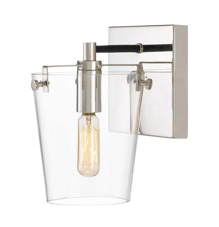 Varaluz Arlo 351B01BLPN Wall Sconce Light - Black/Polished Nickel