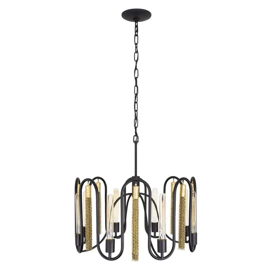 Varaluz Darden 354P08MBAG Chandelier Light - Matte Black/Antique Gold