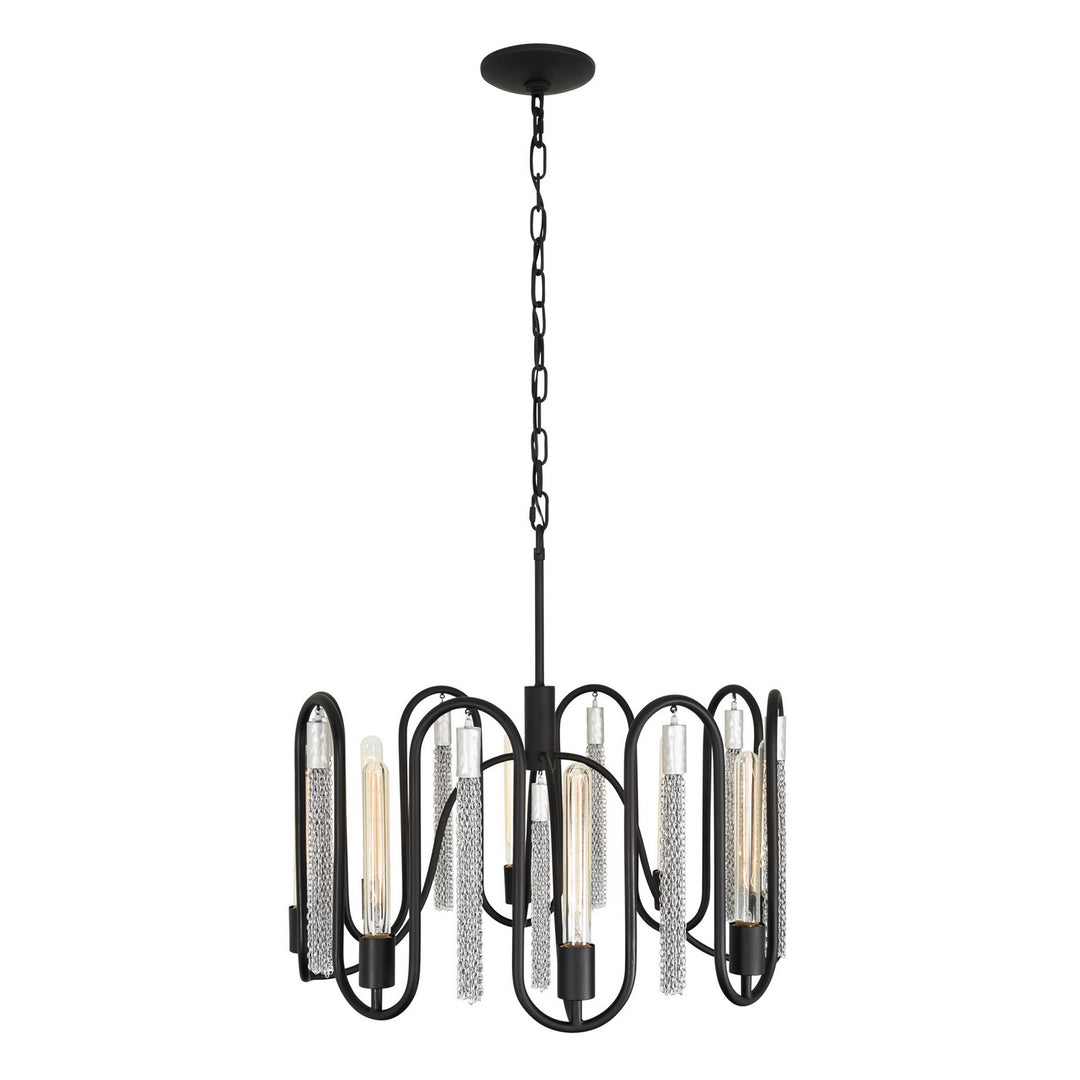 Varaluz Darden 354P08MBCH Chandelier Light - Matte Black/Painted Chrome