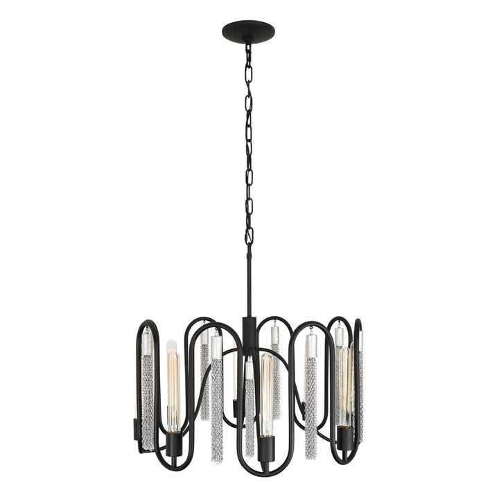 Varaluz Darden 354P08MBCH Chandelier Light - Matte Black/Painted Chrome