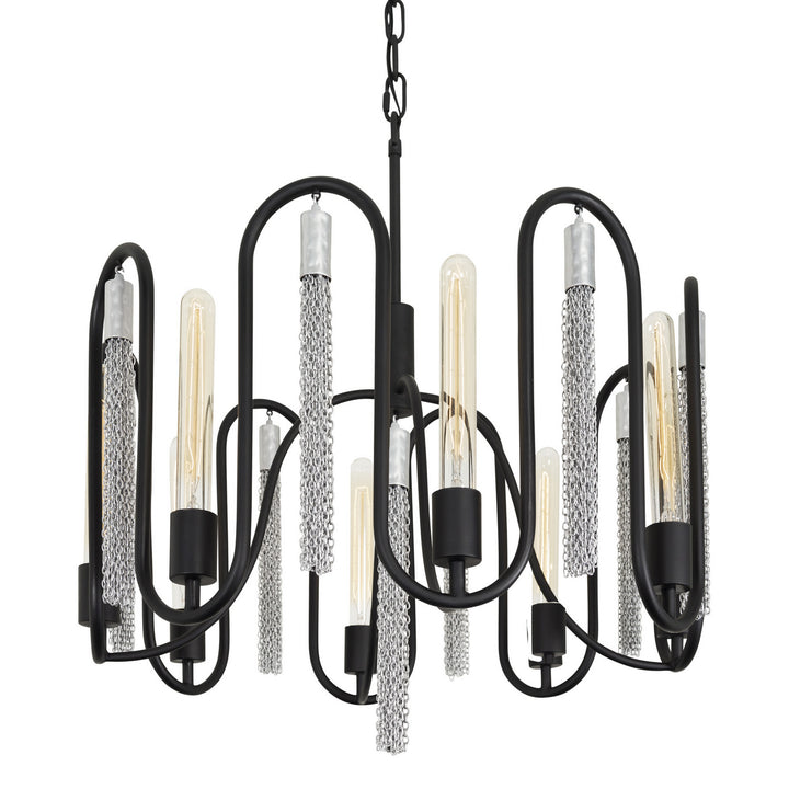 Varaluz Darden 354P08MBCH Chandelier Light - Matte Black/Painted Chrome