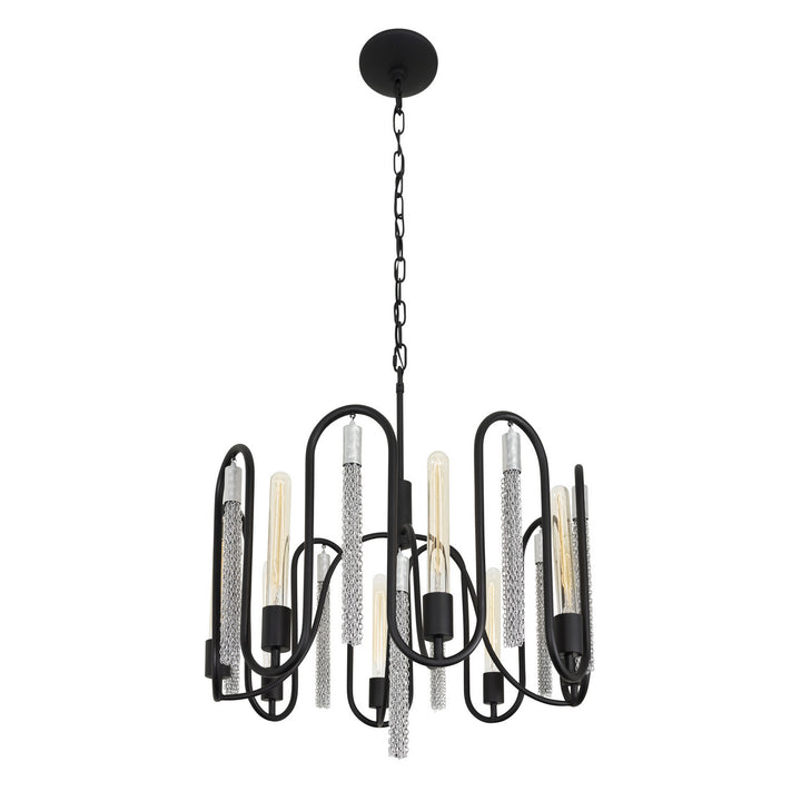 Varaluz Darden 354P08MBCH Chandelier Light - Matte Black/Painted Chrome