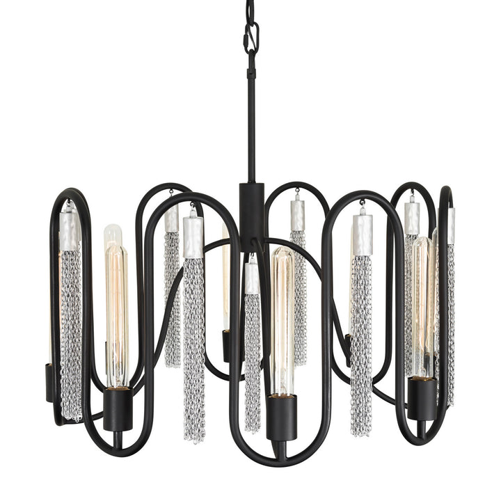 Varaluz Darden 354P08MBCH Chandelier Light - Matte Black/Painted Chrome