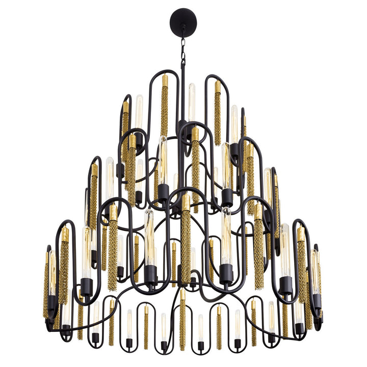 Varaluz Darden 354P36MBAG Chandelier Light - Matte Black/Antique Gold