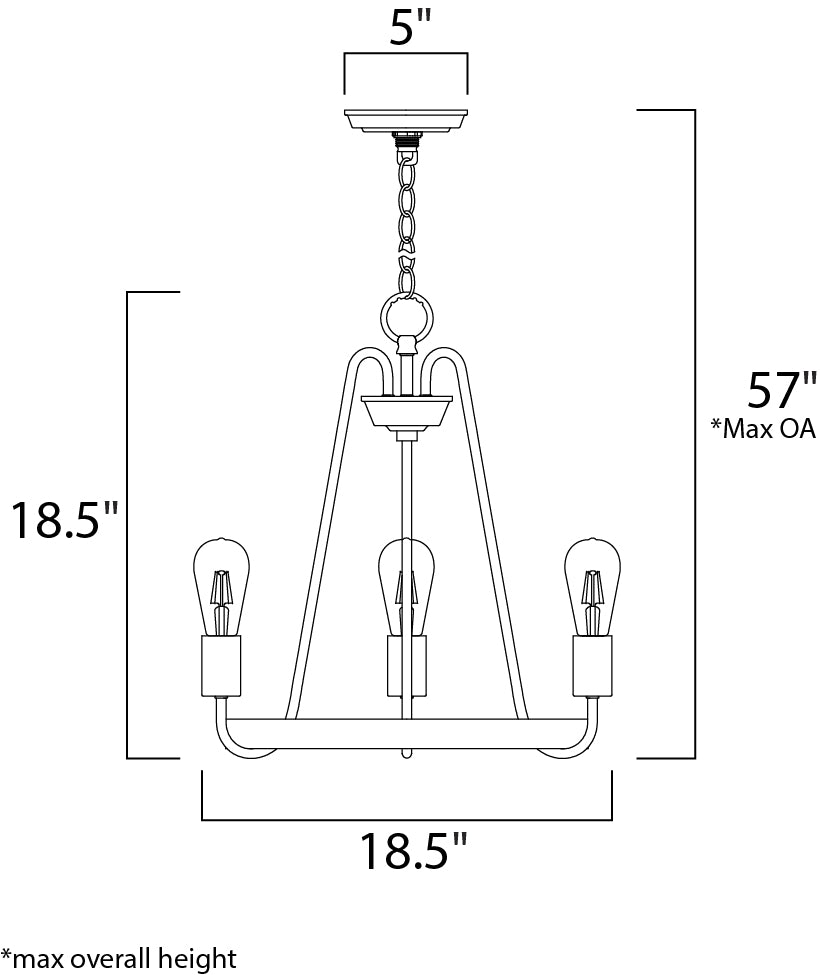 Maxim Haven 11733BKSN Chandelier Light - Black / Satin Nickel