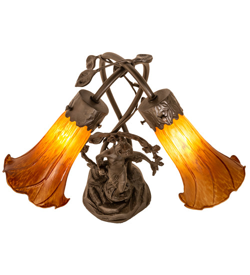 Meyda Tiffany Lighting 11822 Amber Two Light Accent Lamp Lamp Bronze / Dark