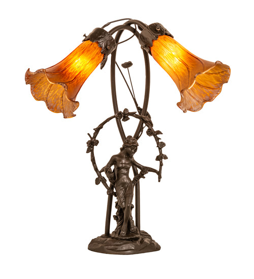 Meyda Tiffany Lighting 11822 Amber Two Light Accent Lamp Lamp Bronze / Dark