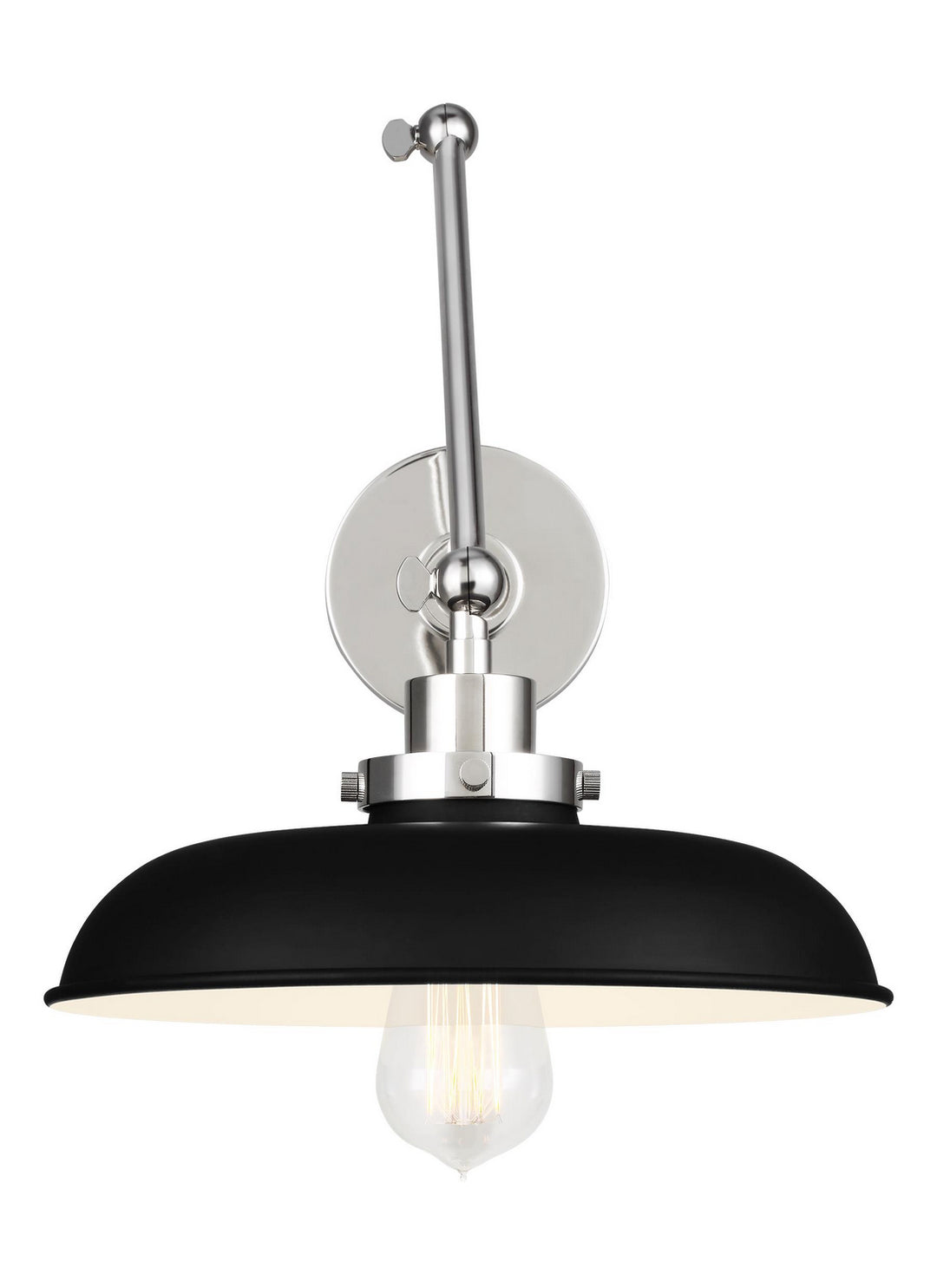Visual Comfort Studio CW1171MBKPN Wellfleet One Light Wall Sconce Lamp Polished Nickel
