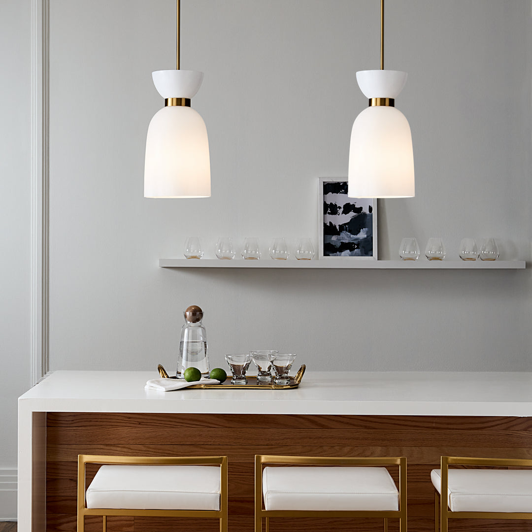 Visual Comfort Studio Londyn KSP1031BBSMG Pendant Light - Burnished Brass with Milk White Glass