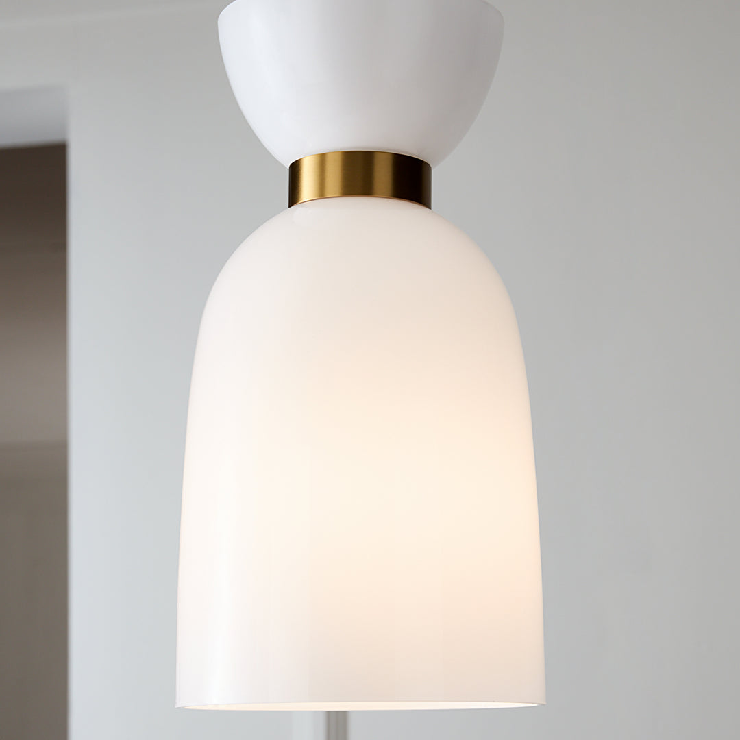 Visual Comfort Studio Londyn KSP1031BBSMG Pendant Light - Burnished Brass with Milk White Glass