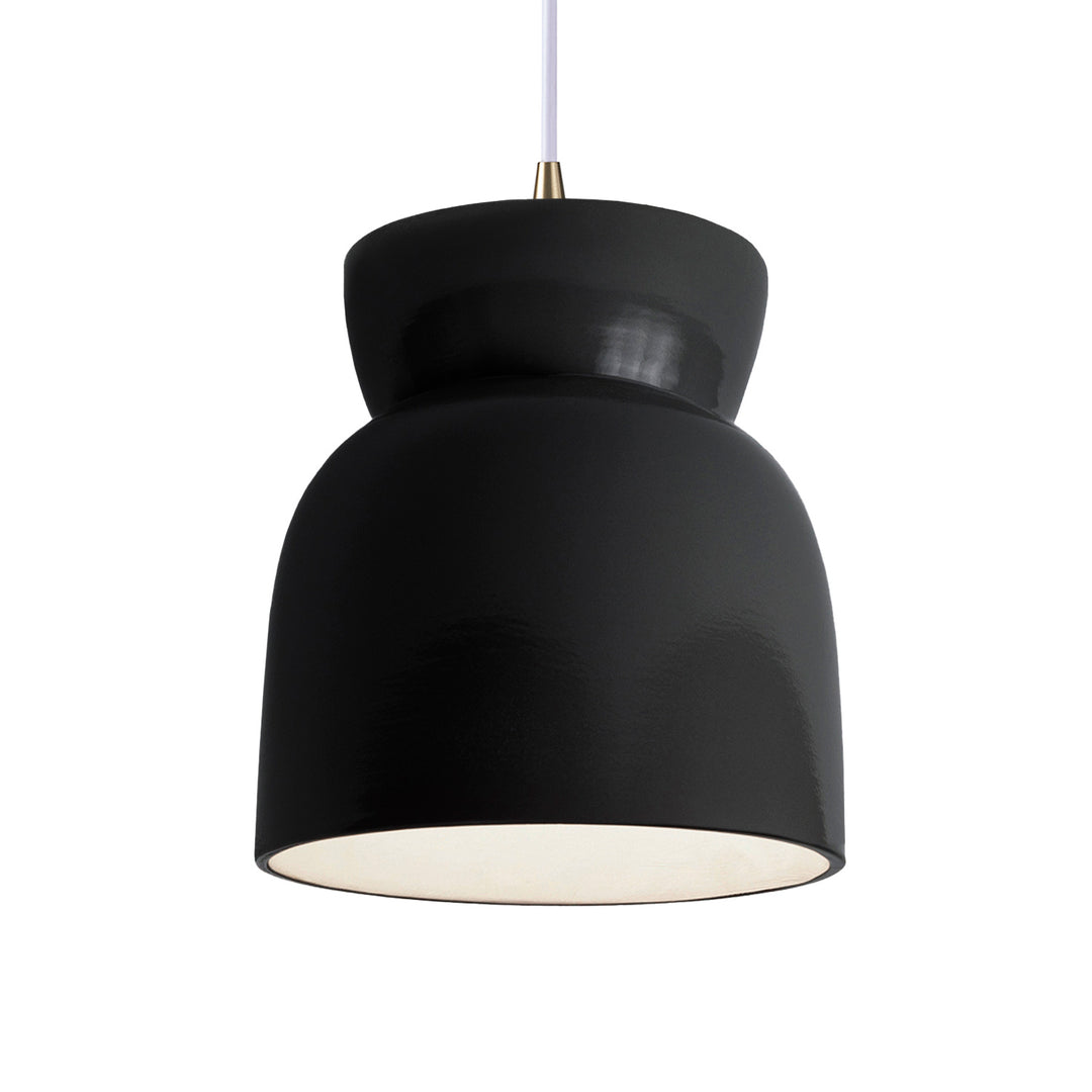 Justice Designs Radiance Collection CER-6515-BLK-ABRS-WTCD Pendant Light - Gloss Black