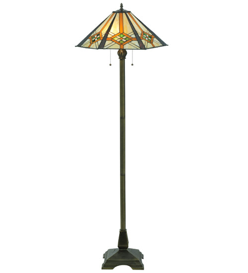 Meyda Tiffany Lighting 118694 Crosshairs Mission Two Light Floor Lamp Lamp Bronze / Dark