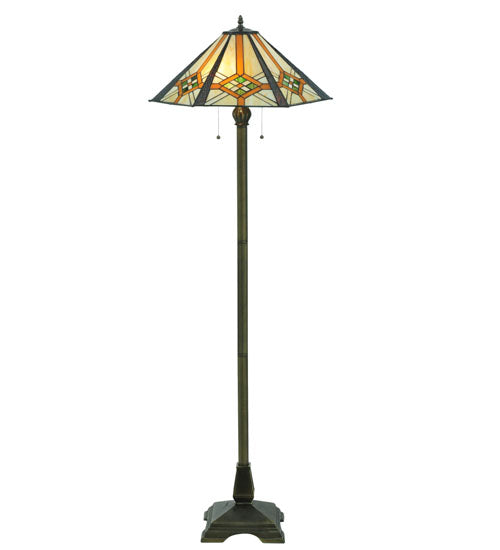 Meyda Tiffany Lighting 118694 Crosshairs Mission Two Light Floor Lamp Lamp Bronze / Dark