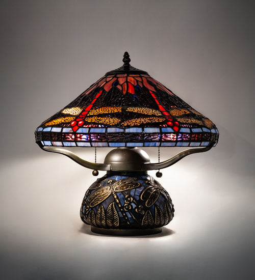 Meyda Tiffany Lighting 118749 Tiffany Dragonfly Two Light Table Lamp Lamp Bronze / Dark