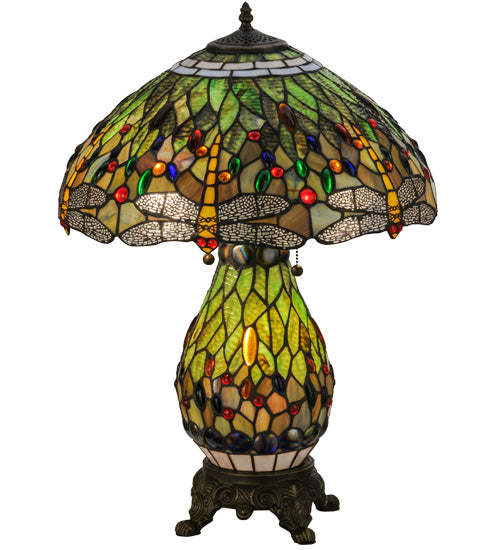 Meyda Tiffany Lighting 118845 Tiffany Hanginghead Dragonfly Two Light Table Lamp Lamp Bronze / Dark