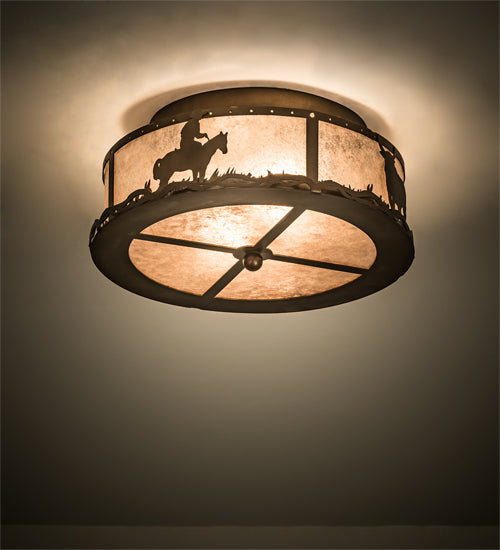Meyda Tiffany Cowboy & Steer 118919 Ceiling Light - Antique Copper
