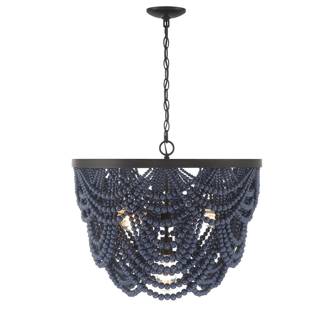 Meridian M100101NBLORB Pendant Light - Navy Blue with Oil Rubbed Bronze