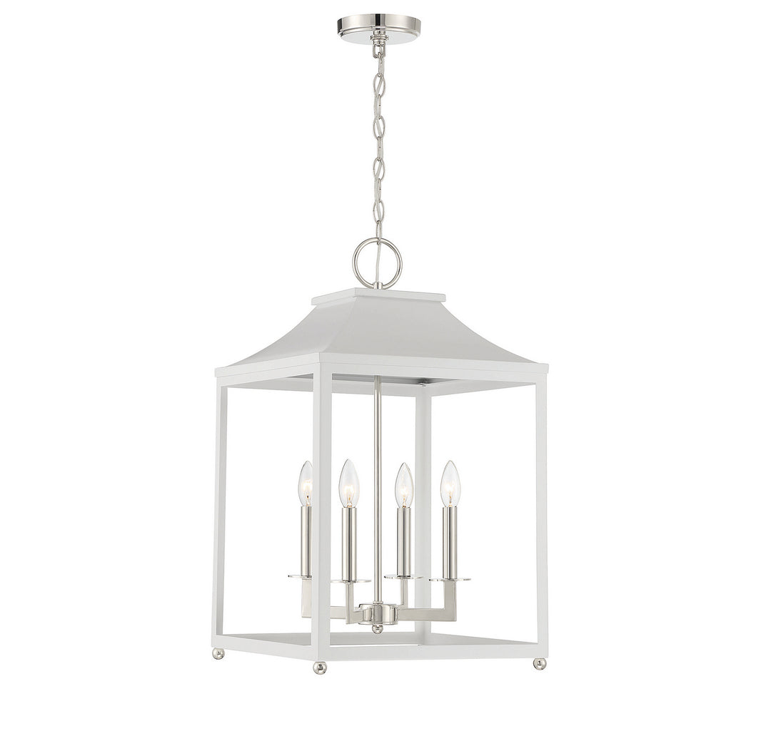 Meridian M30009WHPN Pendant Light - White with Polished Nickel