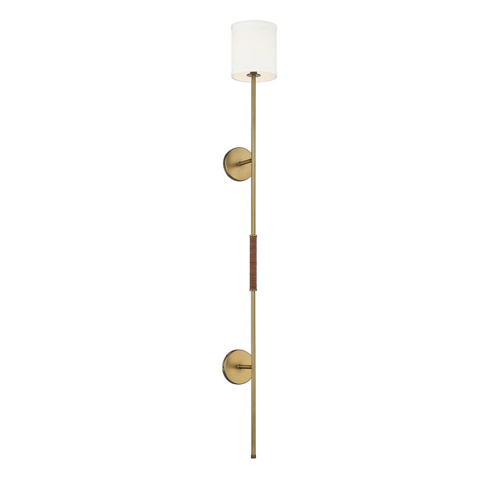 Meridian M90063NB Wall Light - Natural Brass with Leather Accent