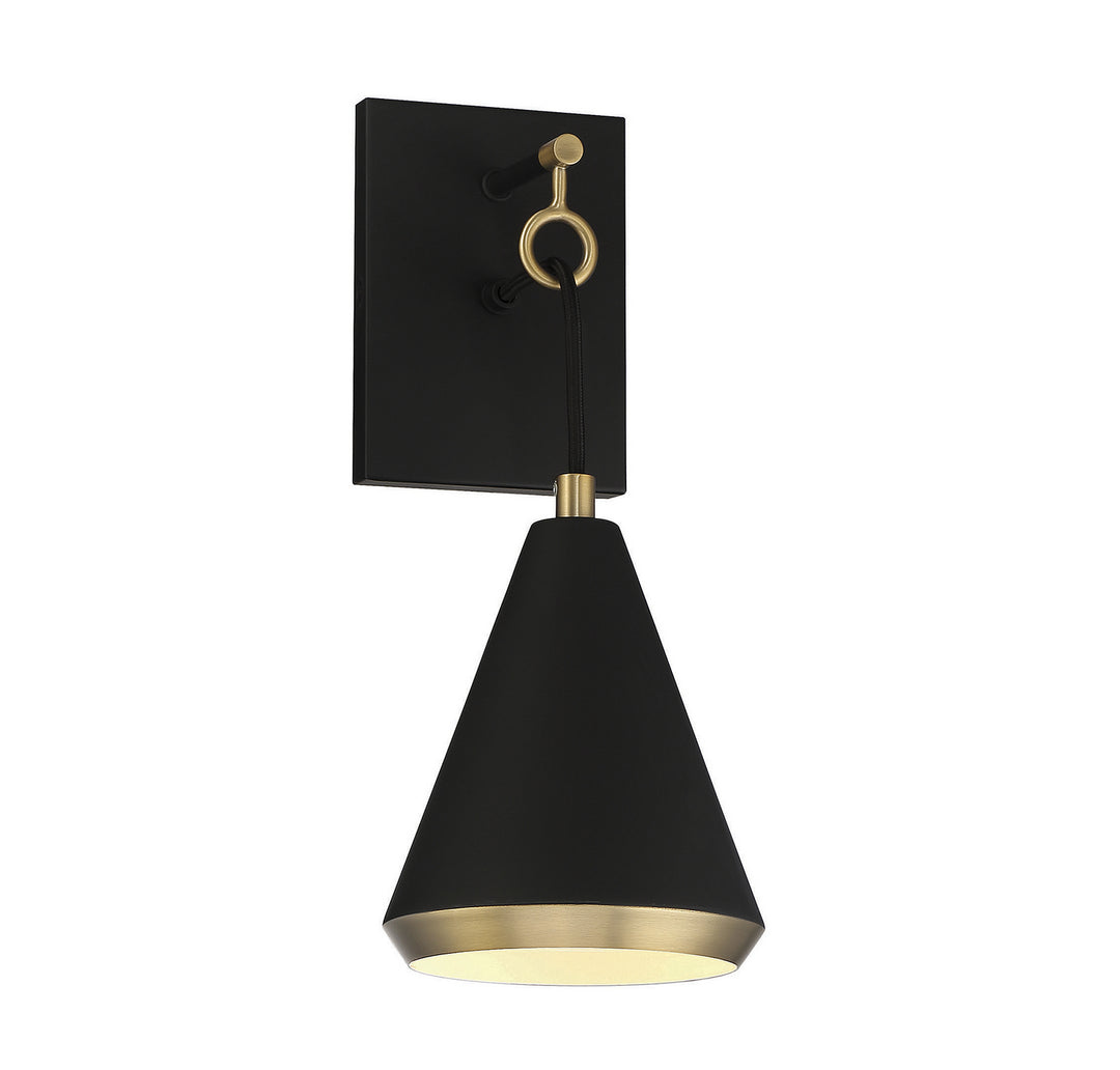 Meridian M90066MBKNB Wall Light - Matte Black with Natural Brass