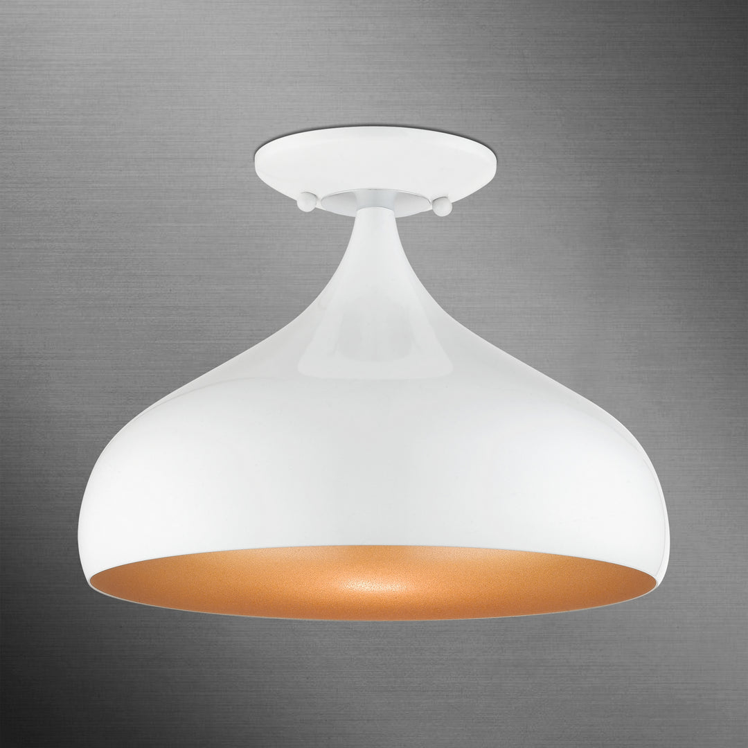 Livex Amador 41050-69 Ceiling Light - Shiny White w/ Polished Chromes