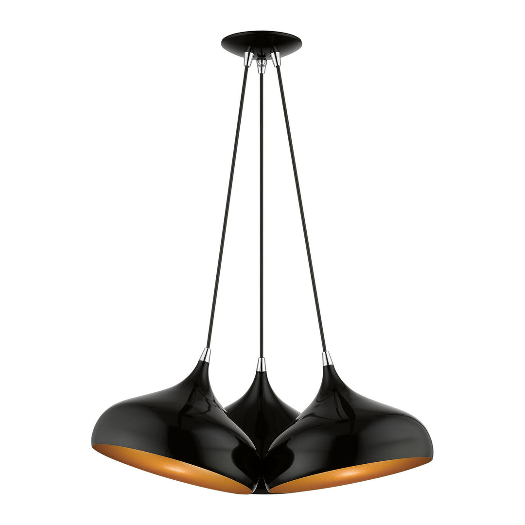 Livex Amador 41053-68 Pendant Light - Shiny Black w/ Polished Chromes