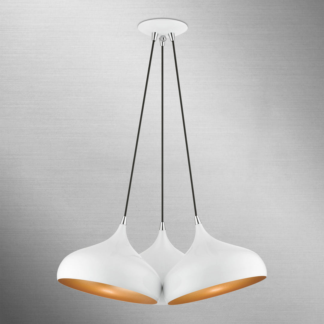 Livex Amador 41053-69 Pendant Light - Shiny White w/ Polished Chromes