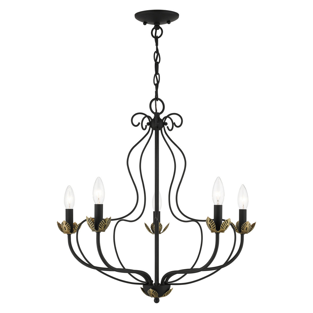 Livex Katarina 42905-04 Chandelier Light - Black w/ Antique Brasss