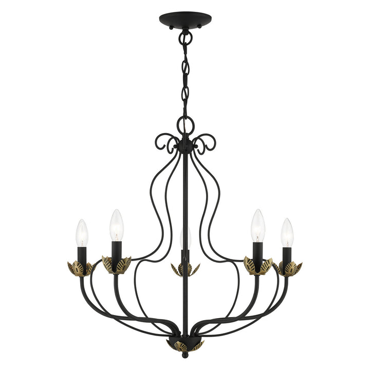 Livex Katarina 42905-04 Chandelier Light - Black w/ Antique Brasss